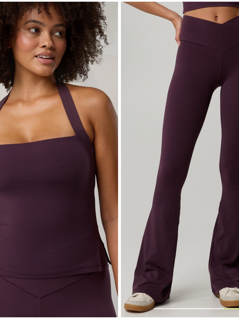 Aerie OFFLINE Real Me High Waisted Crossover Flare Leggings and Halter Top